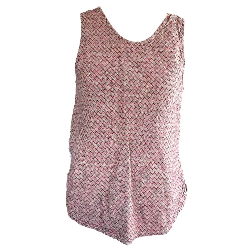 RED Flax 100% Linen Textured Weave Tank Top Size Small EUC